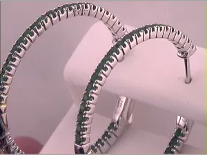 1 3/4CTW-DIA EMERALD HOOPS