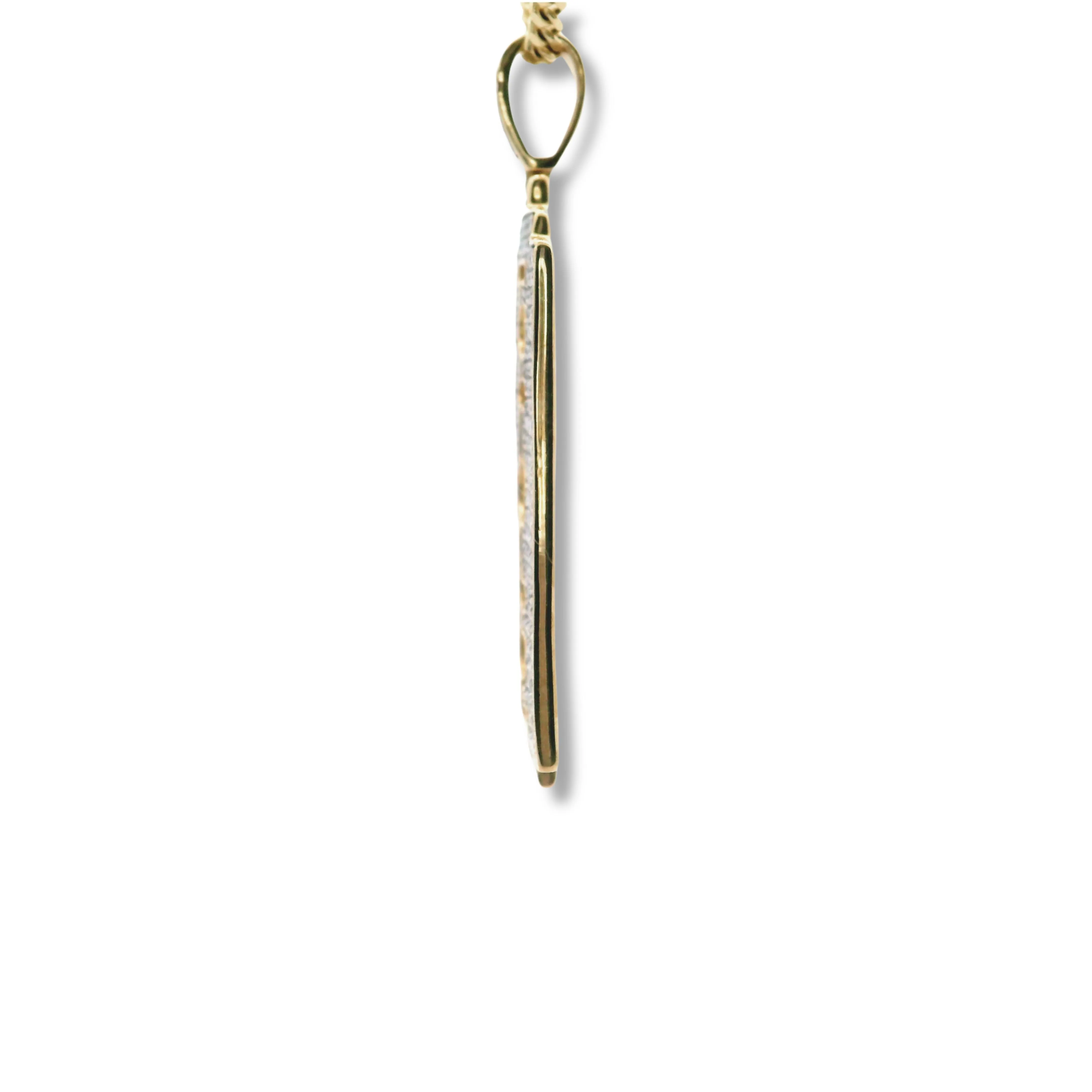 10K Yellow Gold and White Diamond Razor Blade Pendant