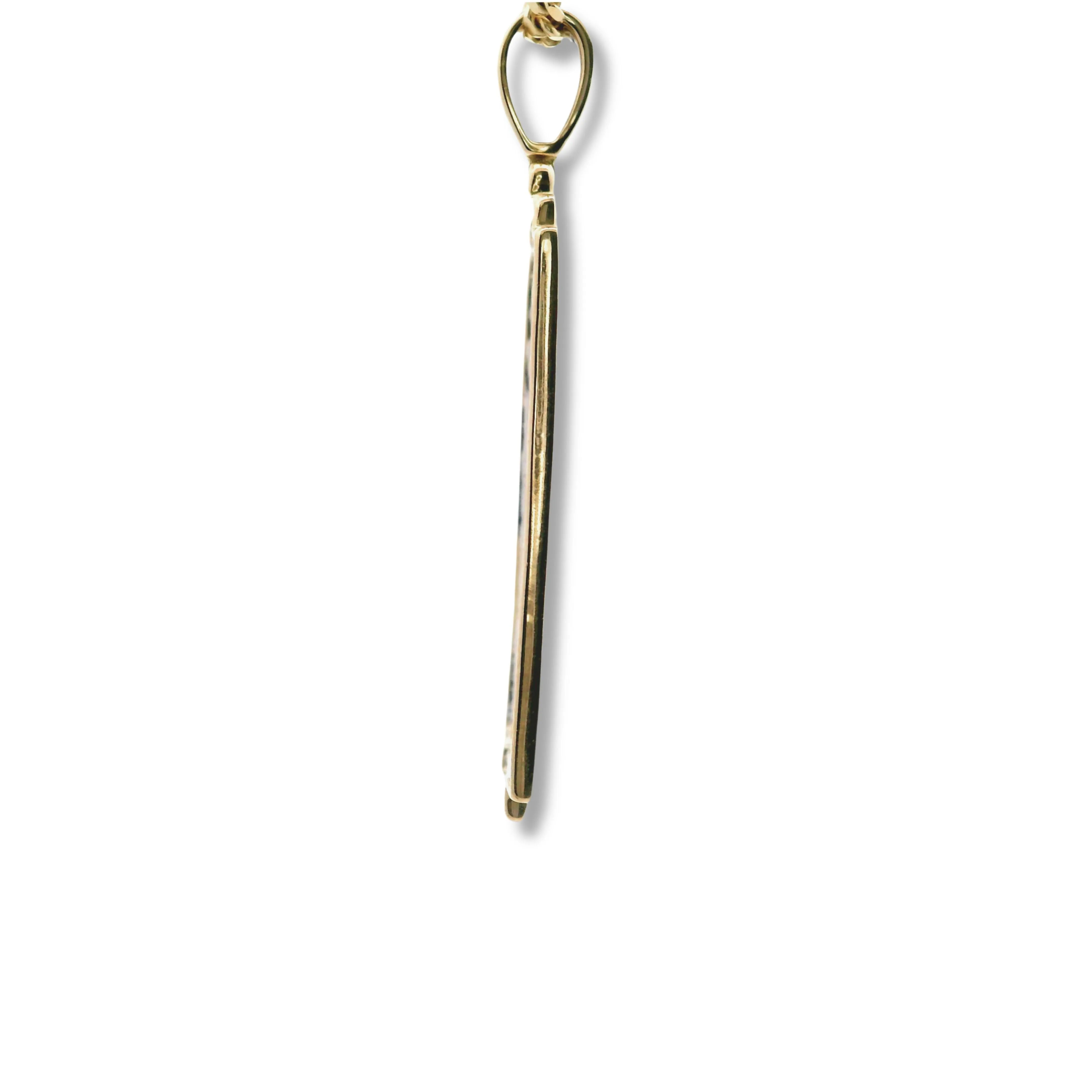 10K Yellow Gold and White Diamond Razor Blade Pendant