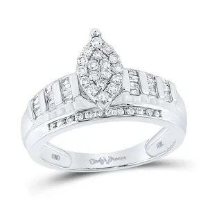 10kt White Gold Womens Round Diamond Oval Cluster Bridal Wedding Engagement Ring 1/2 Cttw