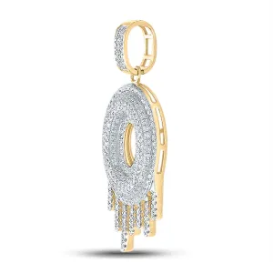 10kt Yellow Gold Mens Round Diamond ""O"" Letter Charm Pendant 3/4 Cttw