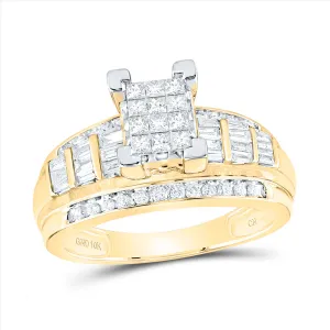 10kt Yellow Gold Womens Princess Diamond Cindy's Dream Cluster Bridal Wedding Engagement Ring 7/8 Cttw - Size 6.5