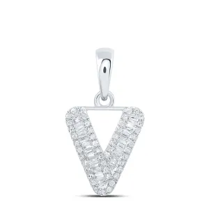 1/4CTW-DIA P1P2 INITIAL "V" PENDANT