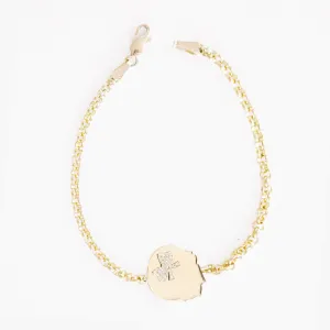 14K Gold Partial Pavé Diamond Silhouette Charm Bracelet