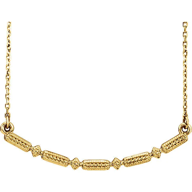 14K Rose Beaded Bar 16-18" Necklace