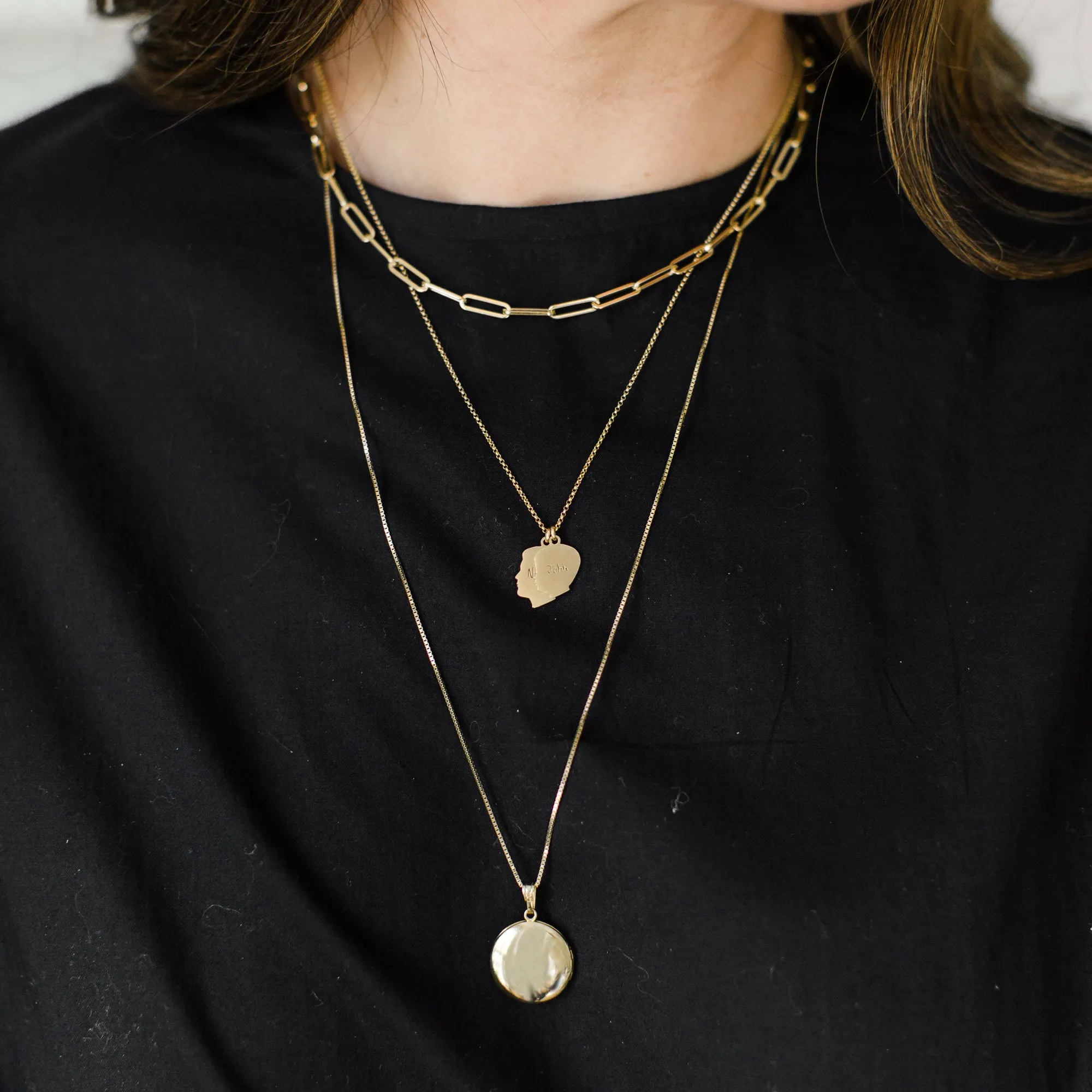 14k Yellow Gold Medium Silhouette Locket Necklace