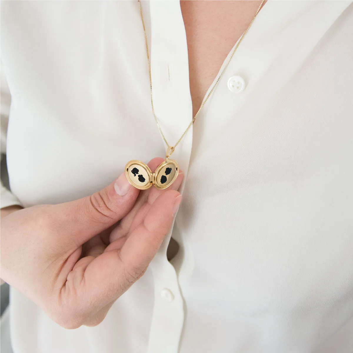 14k Yellow Gold Medium Silhouette Locket Necklace