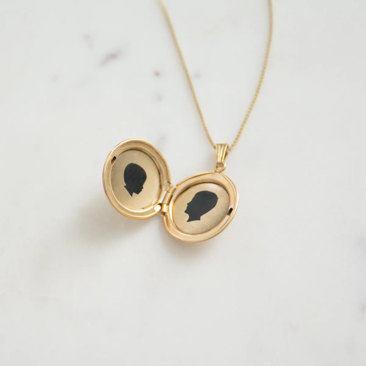 14k Yellow Gold Medium Silhouette Locket Necklace