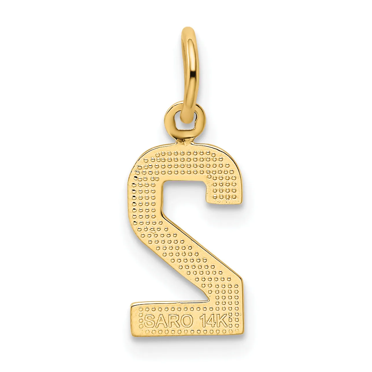 14k yellow gold small polished number 2 charm