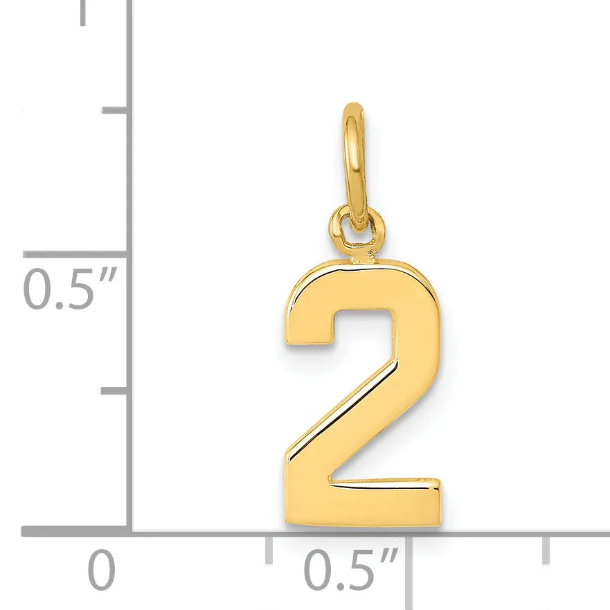 14k yellow gold small polished number 2 charm