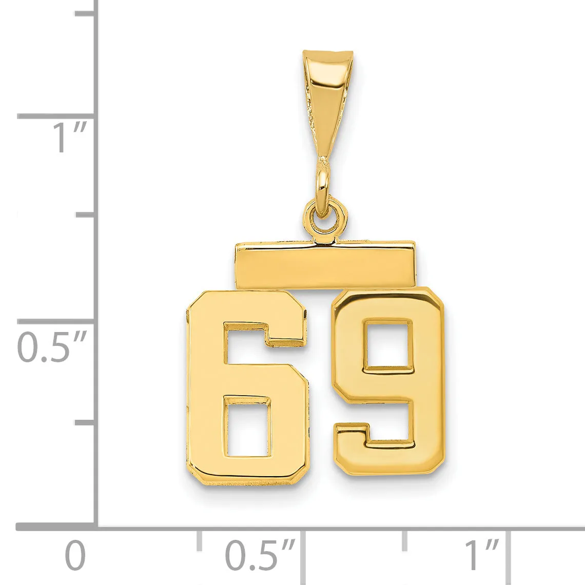 14k yellow gold small polished number 69 charm