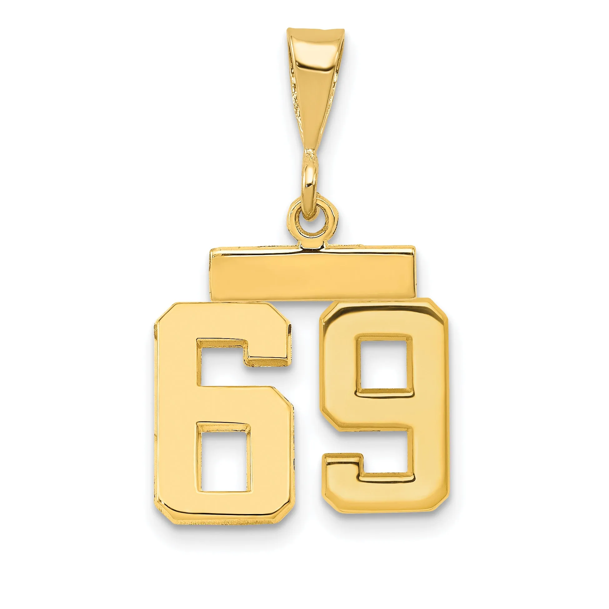 14k yellow gold small polished number 69 charm