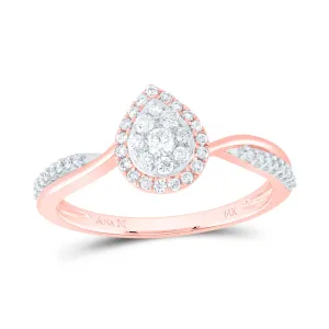 14kt Rose Gold Womens Round Diamond Cluster Bridal Wedding Engagement Ring 1/3 Cttw
