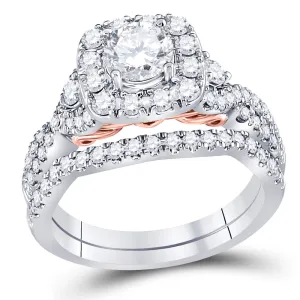 14kt Two-tone Gold Womens Round Diamond Bridal Wedding Engagement Ring Band Set 1-3/4 Cttw (Certified)