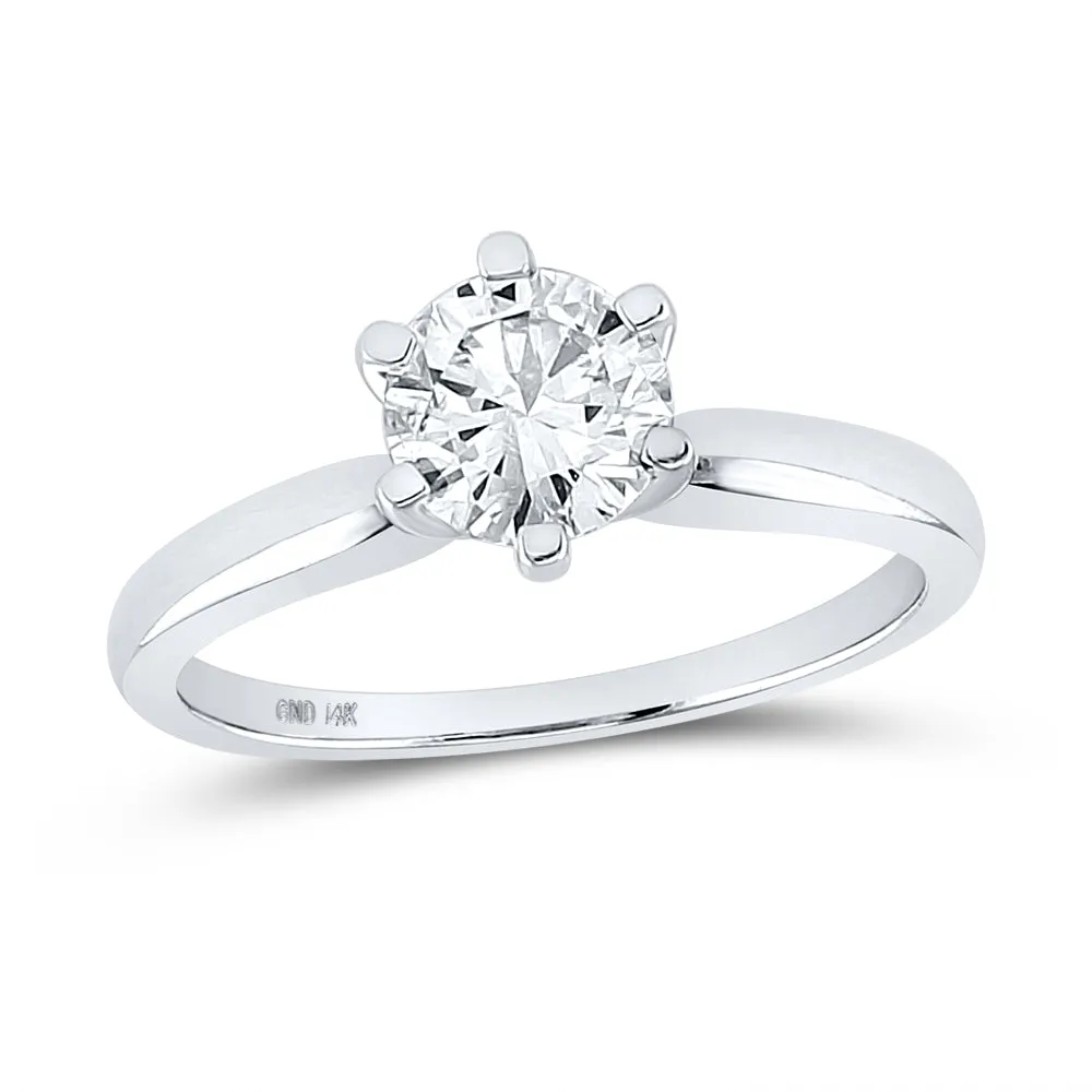14kt White Gold Womens Round Diamond Solitaire Bridal Wedding Engagement Ring 1.00 Cttw