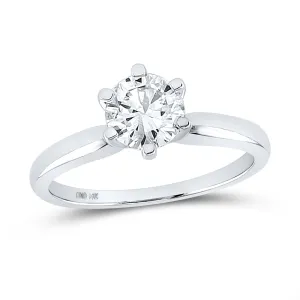 14kt White Gold Womens Round Diamond Solitaire Bridal Wedding Engagement Ring 1.00 Cttw