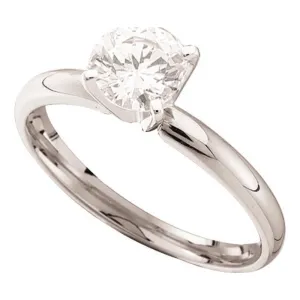 14kt White Gold Womens Round Diamond Solitaire Bridal Wedding Engagement Ring 1/4 Cttw