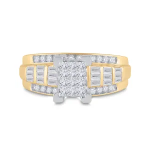 14kt Yellow Gold Womens Princess Diamond Cindys Dream Cluster Bridal Wedding Engagement Ring 7/8 Cttw