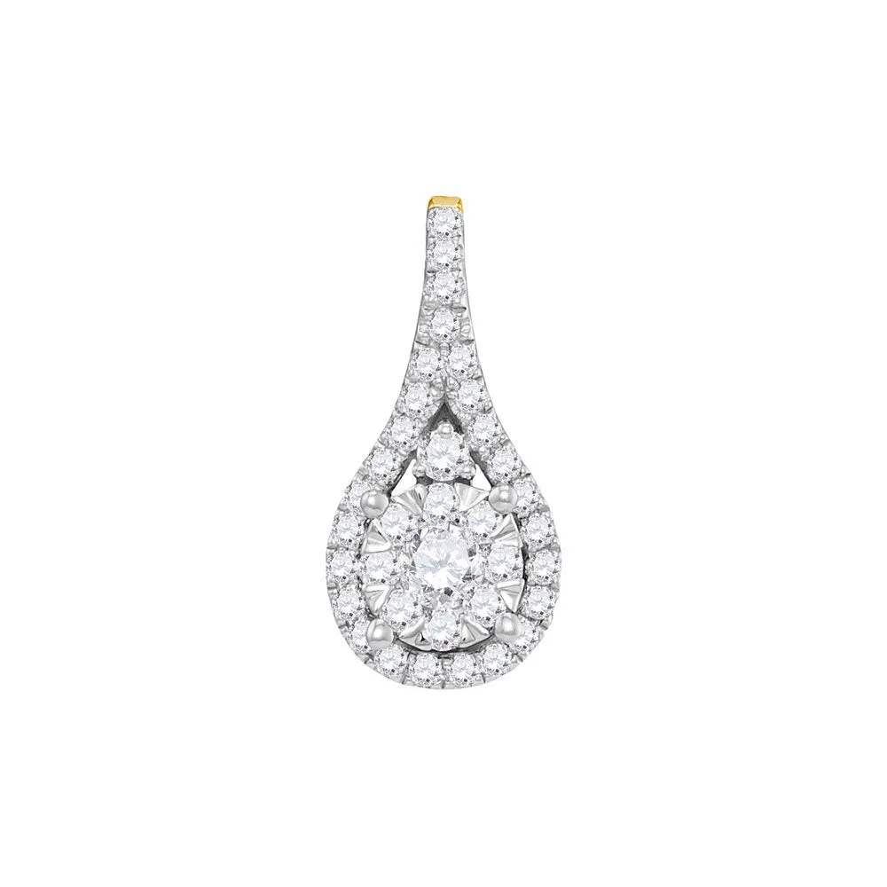 14kt Yellow Gold Womens Round Diamond Cluster Pendant 5/8 Cttw