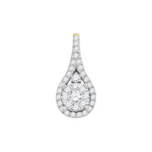 14kt Yellow Gold Womens Round Diamond Cluster Pendant 5/8 Cttw