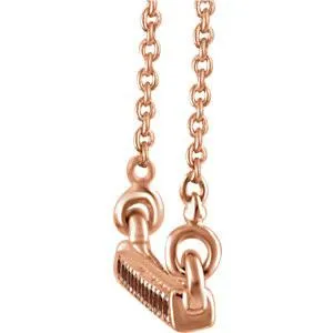 1/6 CTW Cognac Red Diamond Bar Necklace  16-18" - 14k Rose Gold