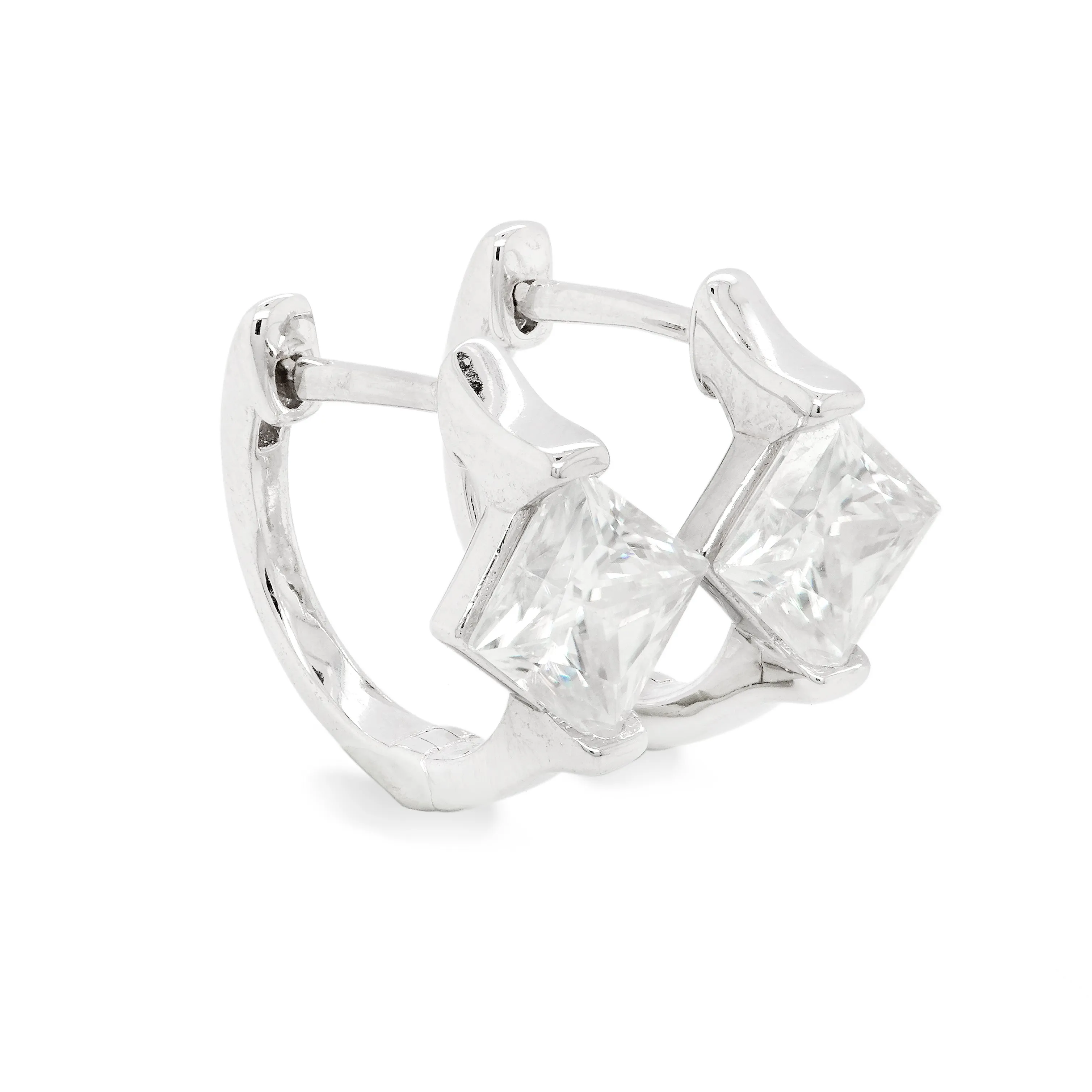 1.60 d.e.w cts 5x5 mm Princess Cut Moissanite Hoop Earrings
