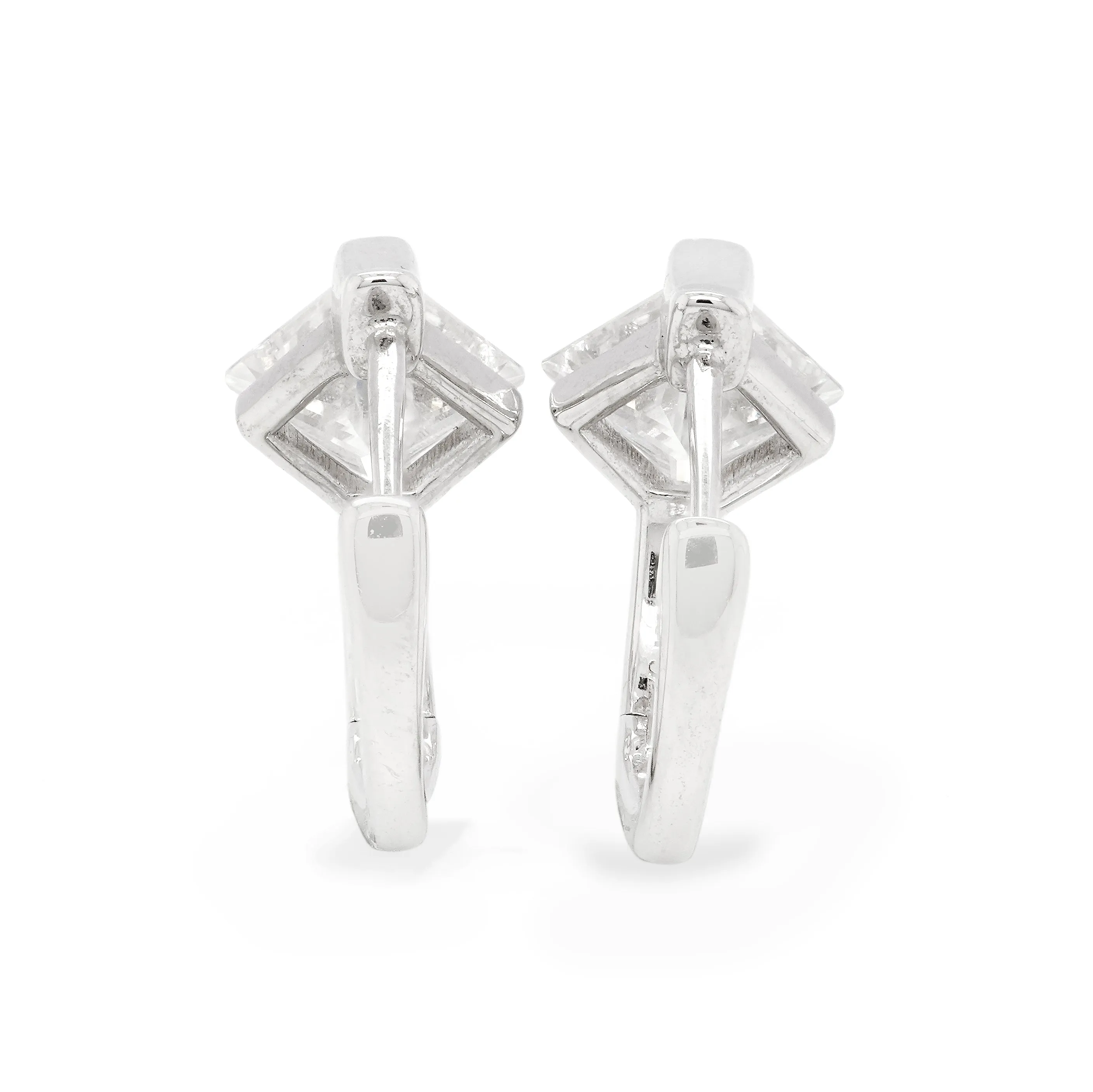 1.60 d.e.w cts 5x5 mm Princess Cut Moissanite Hoop Earrings