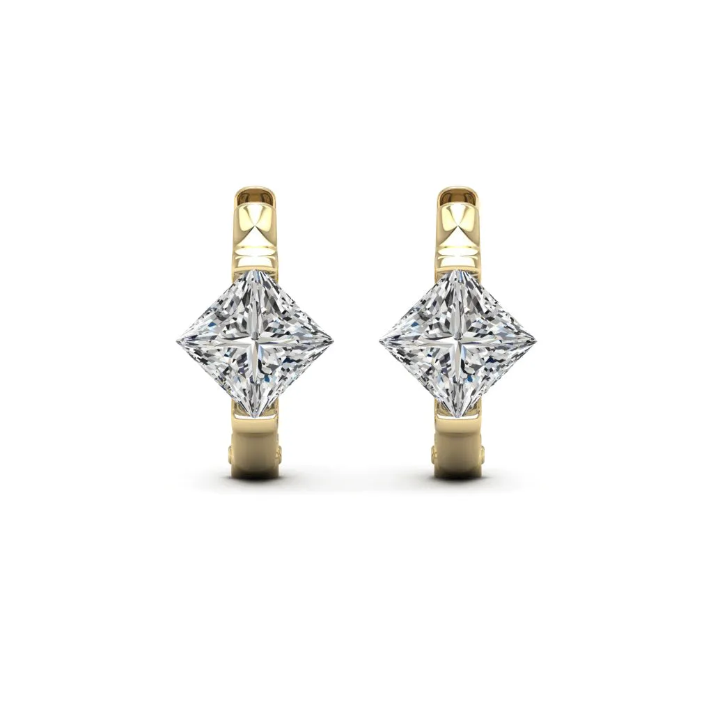 1.60 d.e.w cts 5x5 mm Princess Cut Moissanite Hoop Earrings