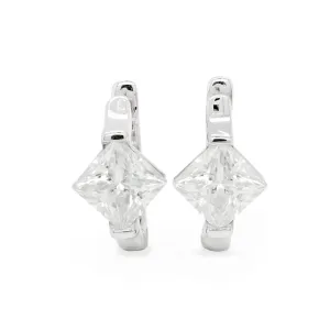 1.60 d.e.w cts 5x5 mm Princess Cut Moissanite Hoop Earrings