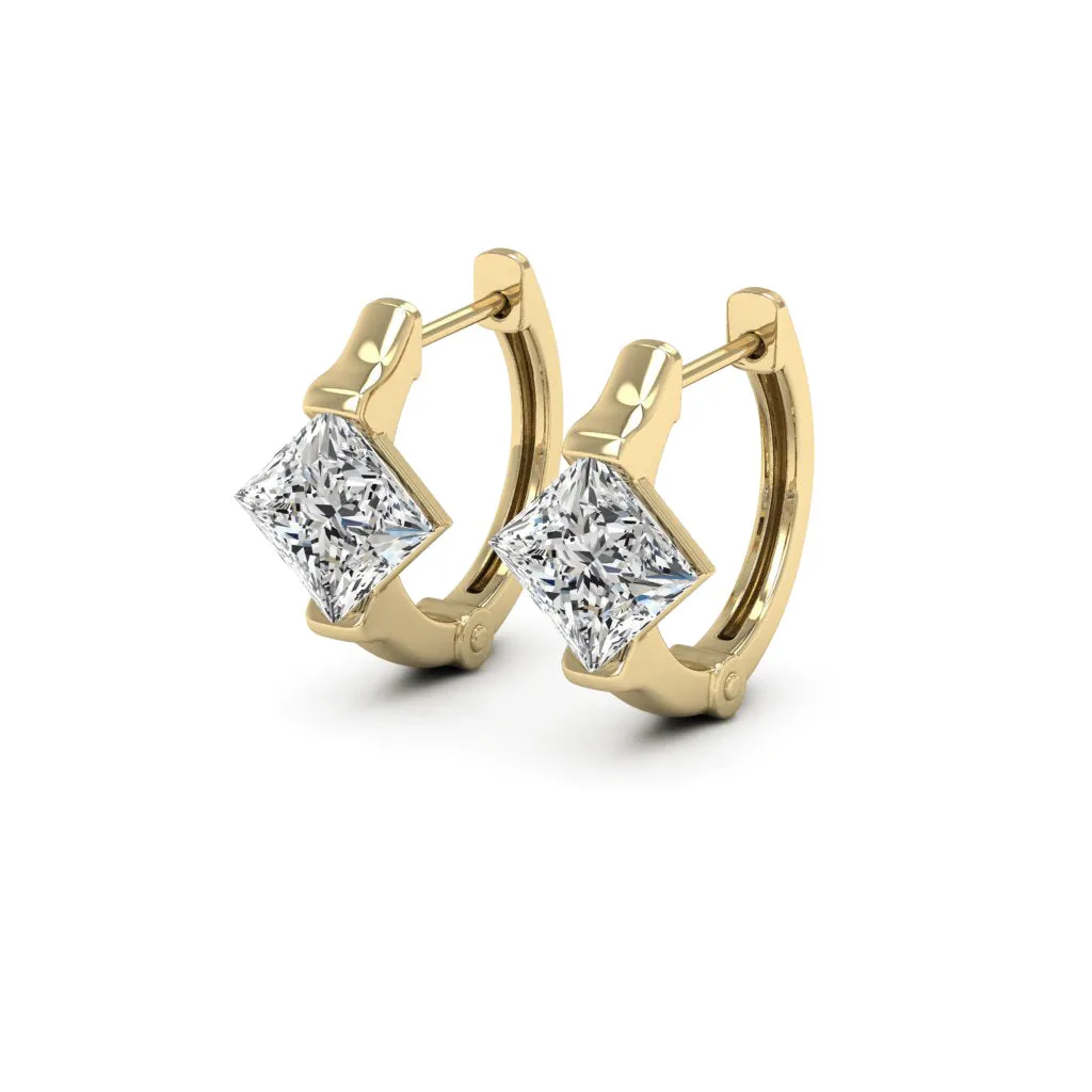1.60 d.e.w cts 5x5 mm Princess Cut Moissanite Hoop Earrings
