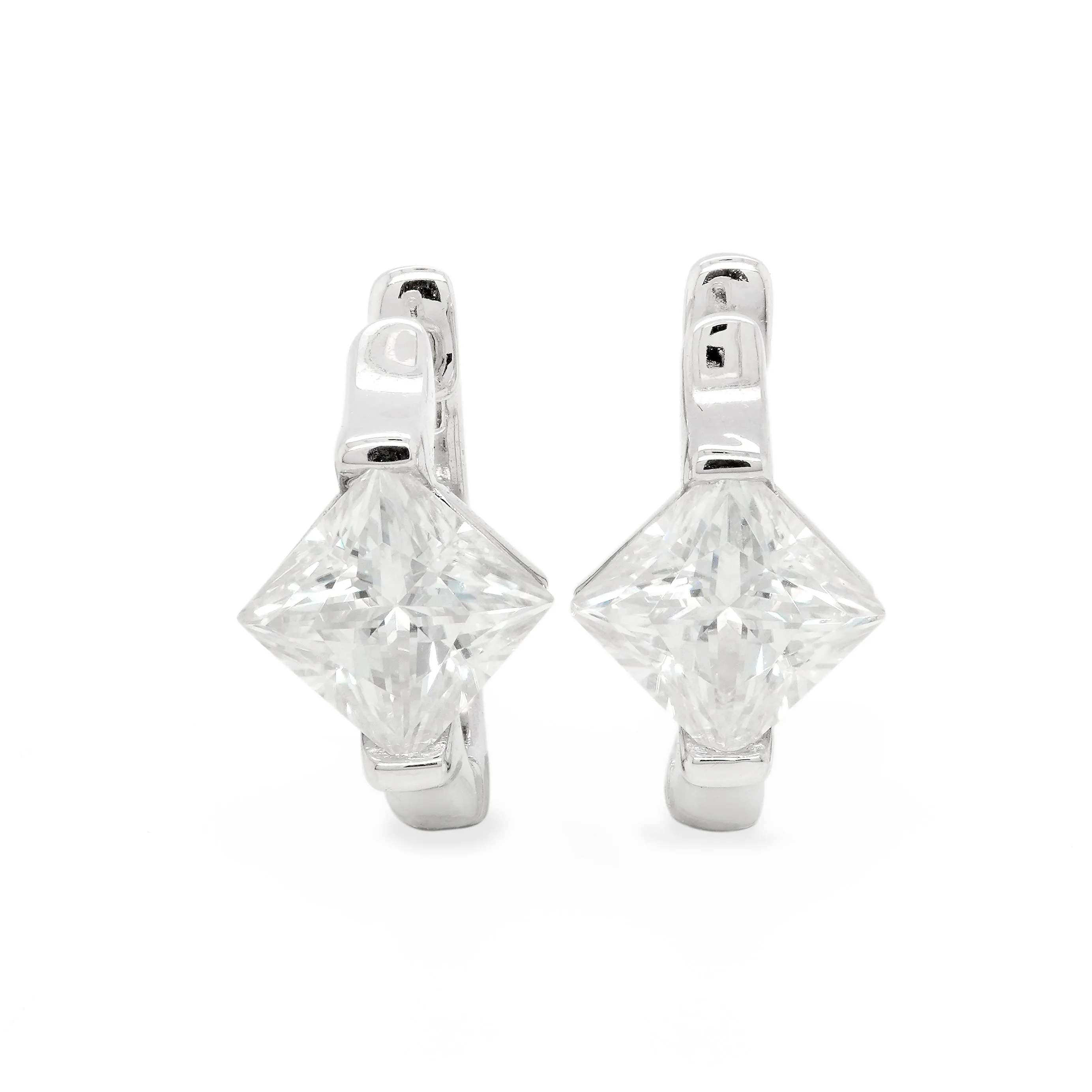 1.60 d.e.w cts 5x5 mm Princess Cut Moissanite Hoop Earrings