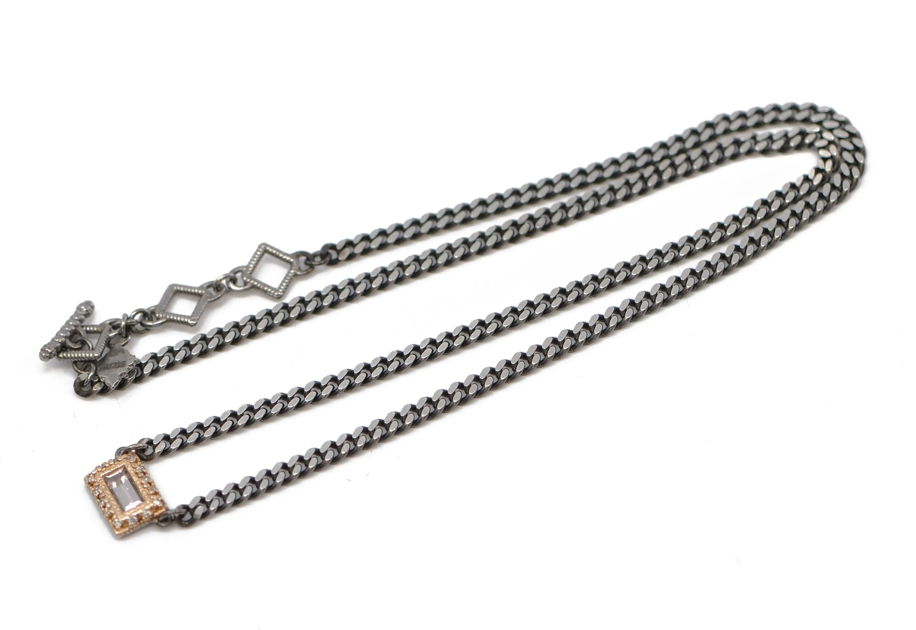 16.5" BAGUETTE PEACH MORGANITE NECKLACE