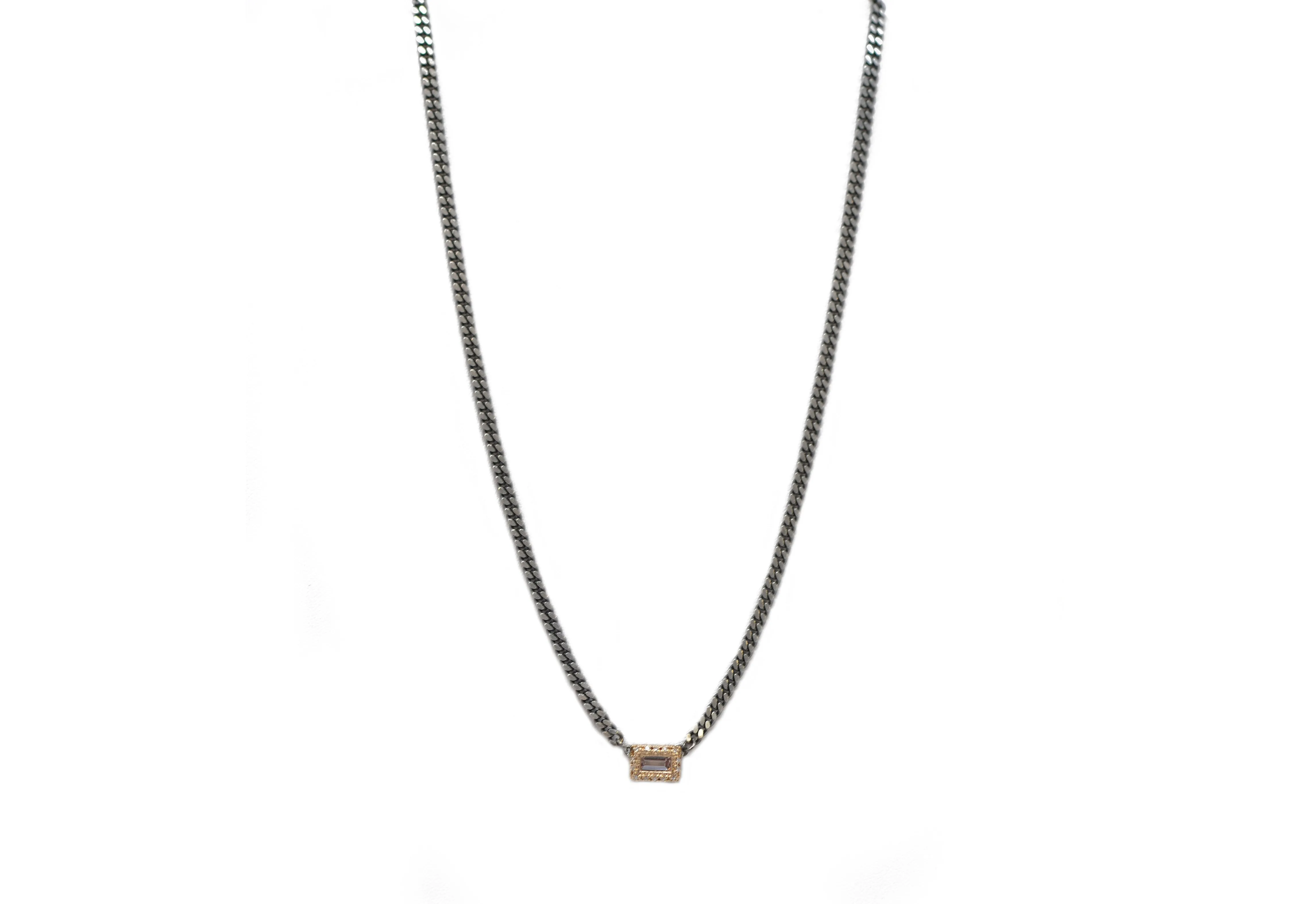 16.5" BAGUETTE PEACH MORGANITE NECKLACE