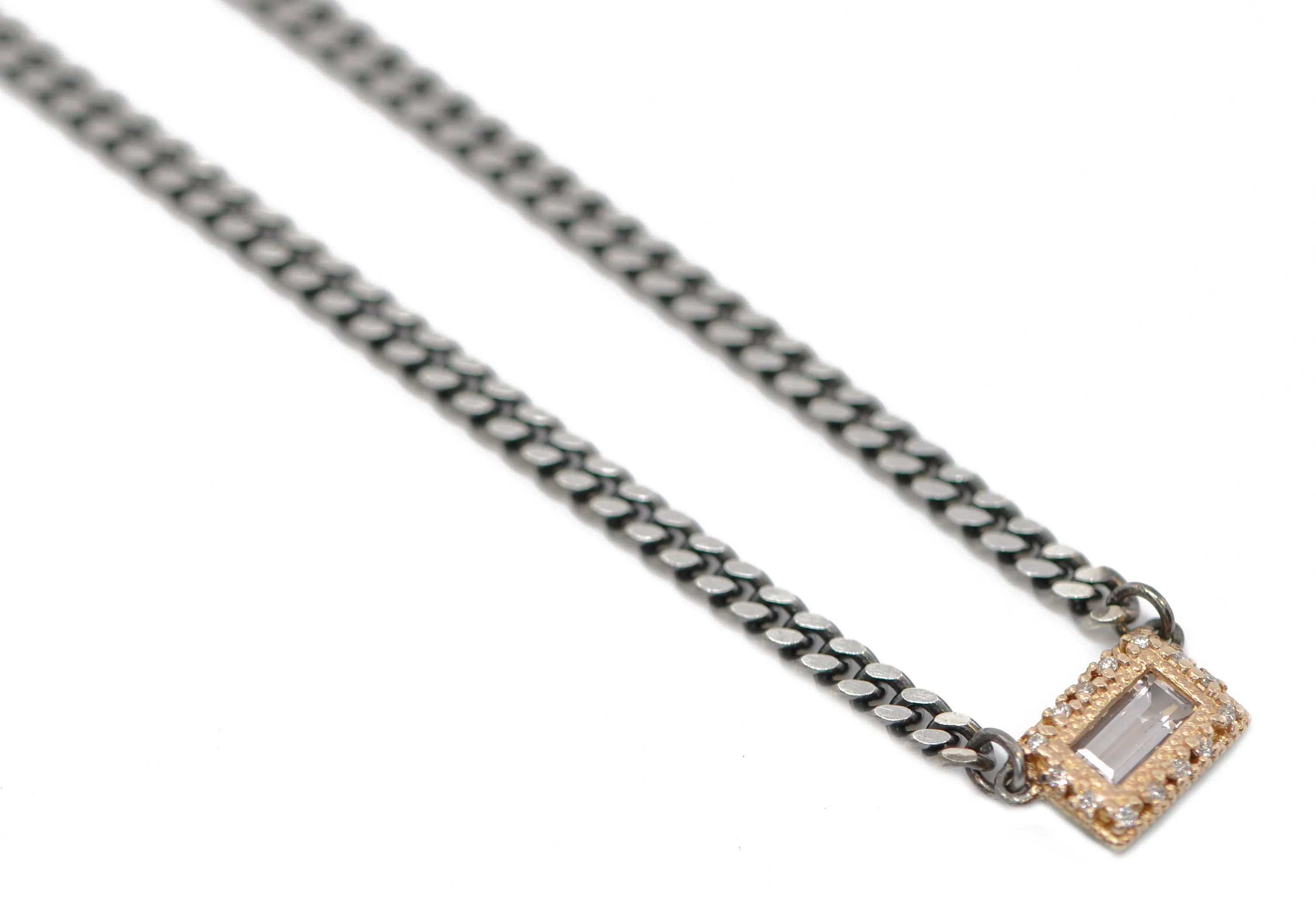 16.5" BAGUETTE PEACH MORGANITE NECKLACE