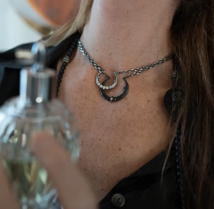 17.5" BLACKENED CRIVELLI CRESCENT PENDANT NECKLACE