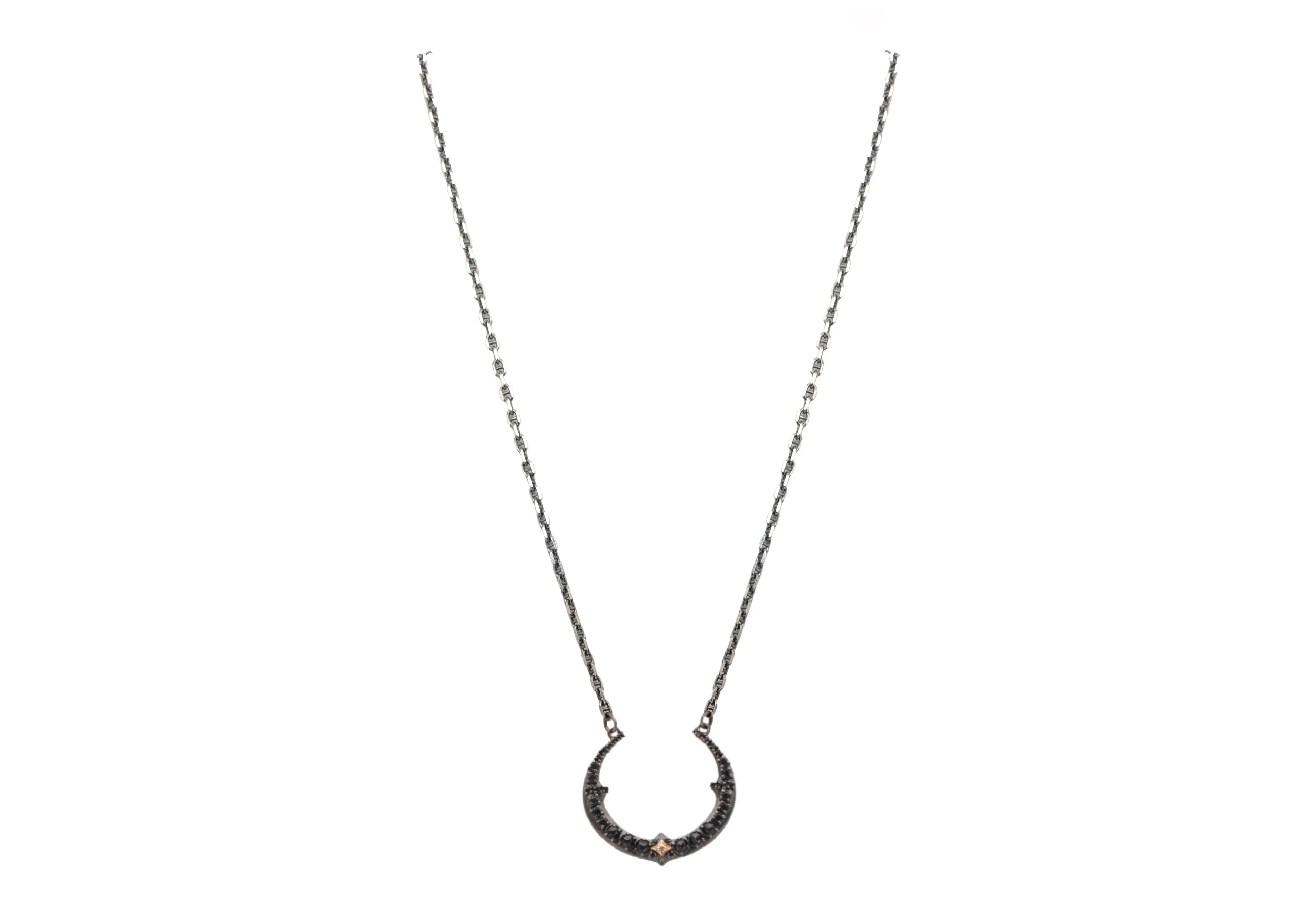 17.5" BLACKENED CRIVELLI CRESCENT PENDANT NECKLACE