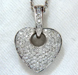 1.85CT NATURAL DIAMONDS MODIFIED MOD DANGLE HEART PENDANT BEAD SET 18KT VS