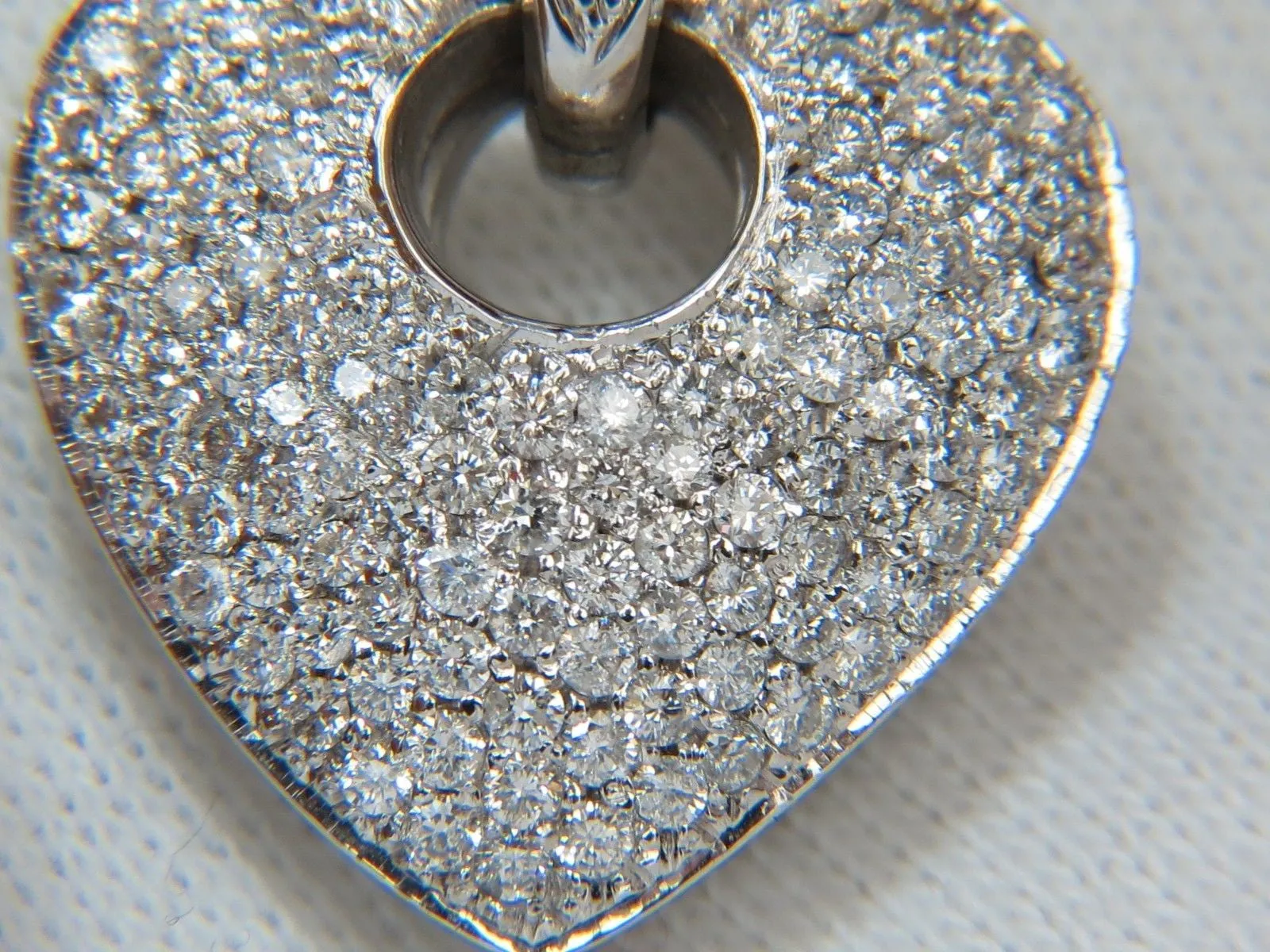 1.85CT NATURAL DIAMONDS MODIFIED MOD DANGLE HEART PENDANT BEAD SET 18KT VS