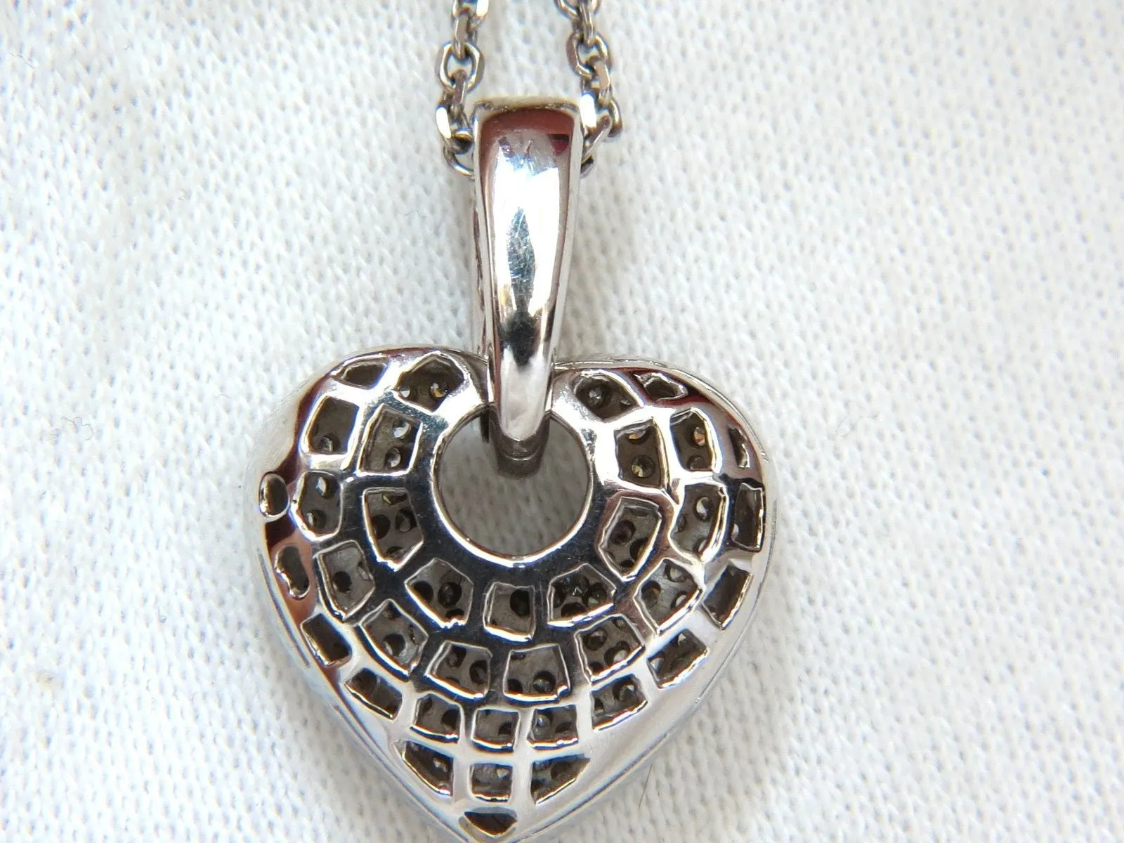 1.85CT NATURAL DIAMONDS MODIFIED MOD DANGLE HEART PENDANT BEAD SET 18KT VS
