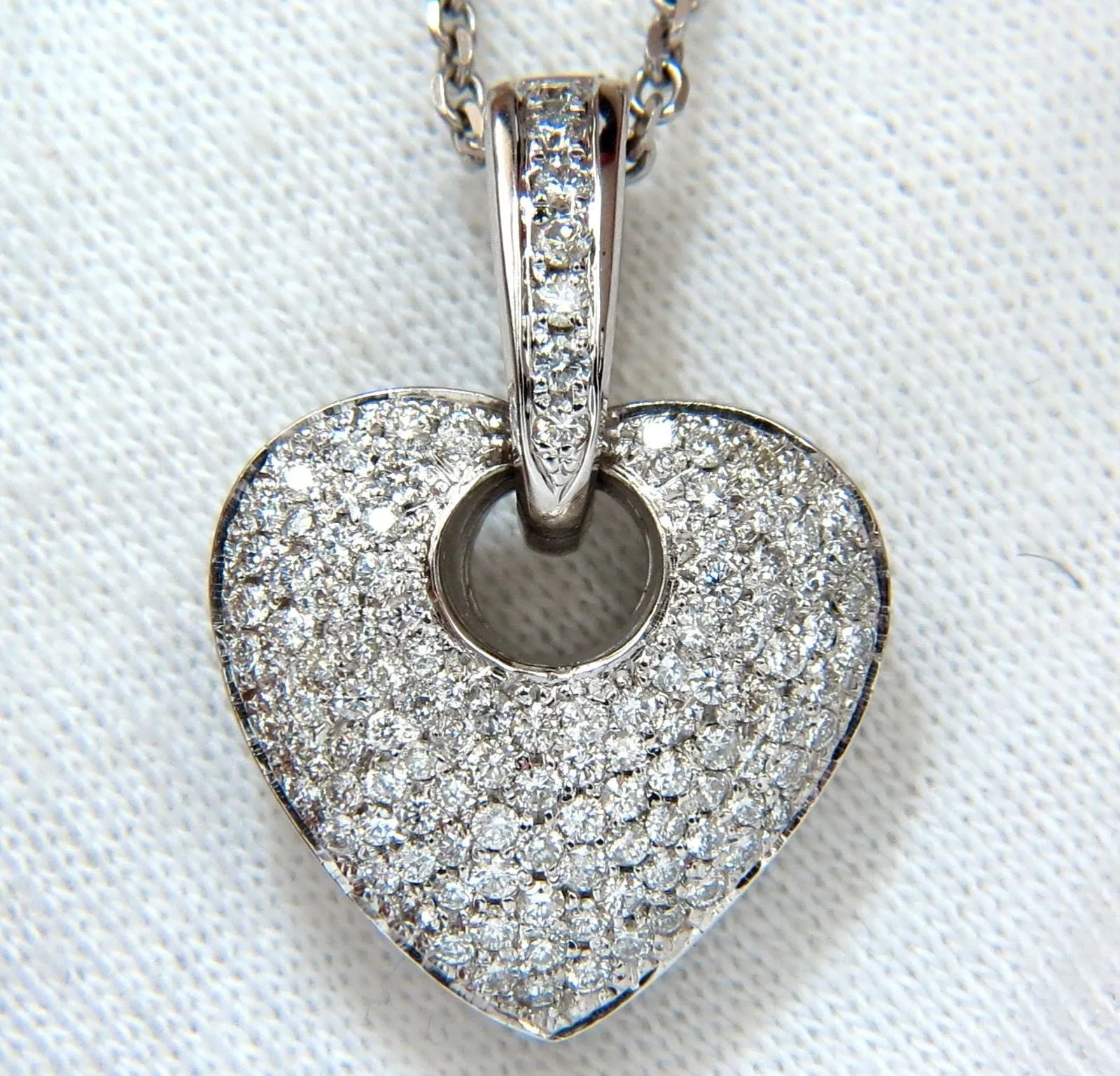 1.85CT NATURAL DIAMONDS MODIFIED MOD DANGLE HEART PENDANT BEAD SET 18KT VS