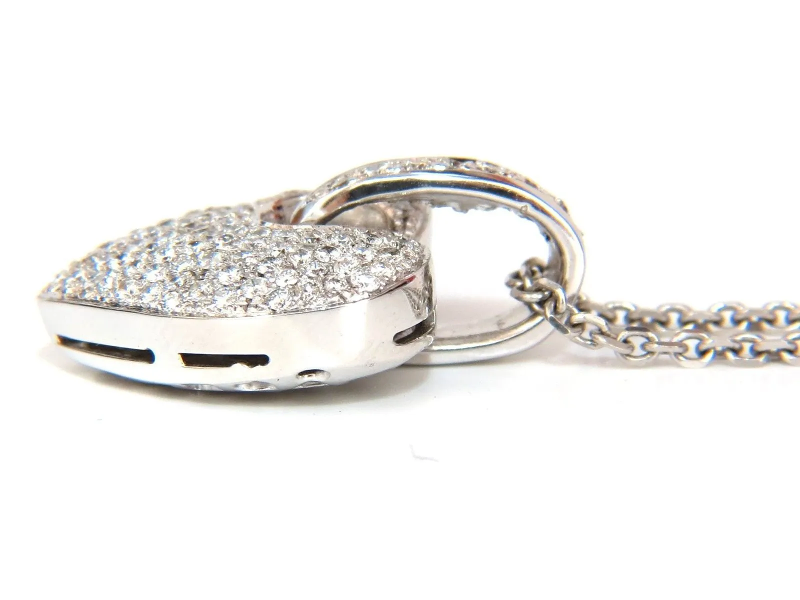 1.85CT NATURAL DIAMONDS MODIFIED MOD DANGLE HEART PENDANT BEAD SET 18KT VS