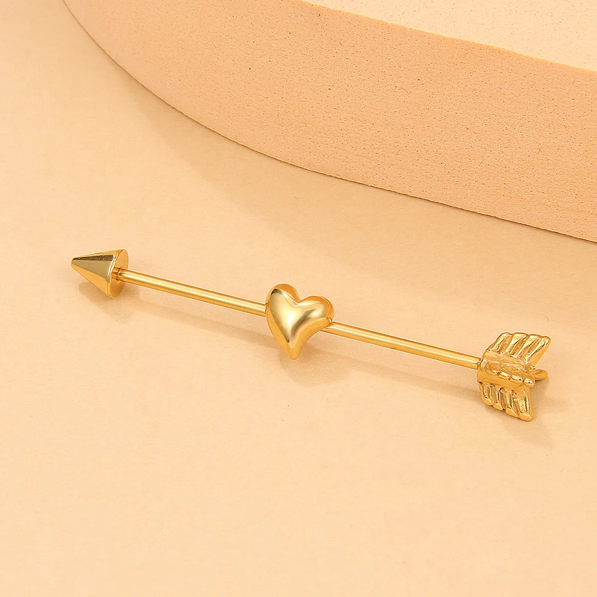 18K Gold-Plated Heart & Arrow Ear Cuff