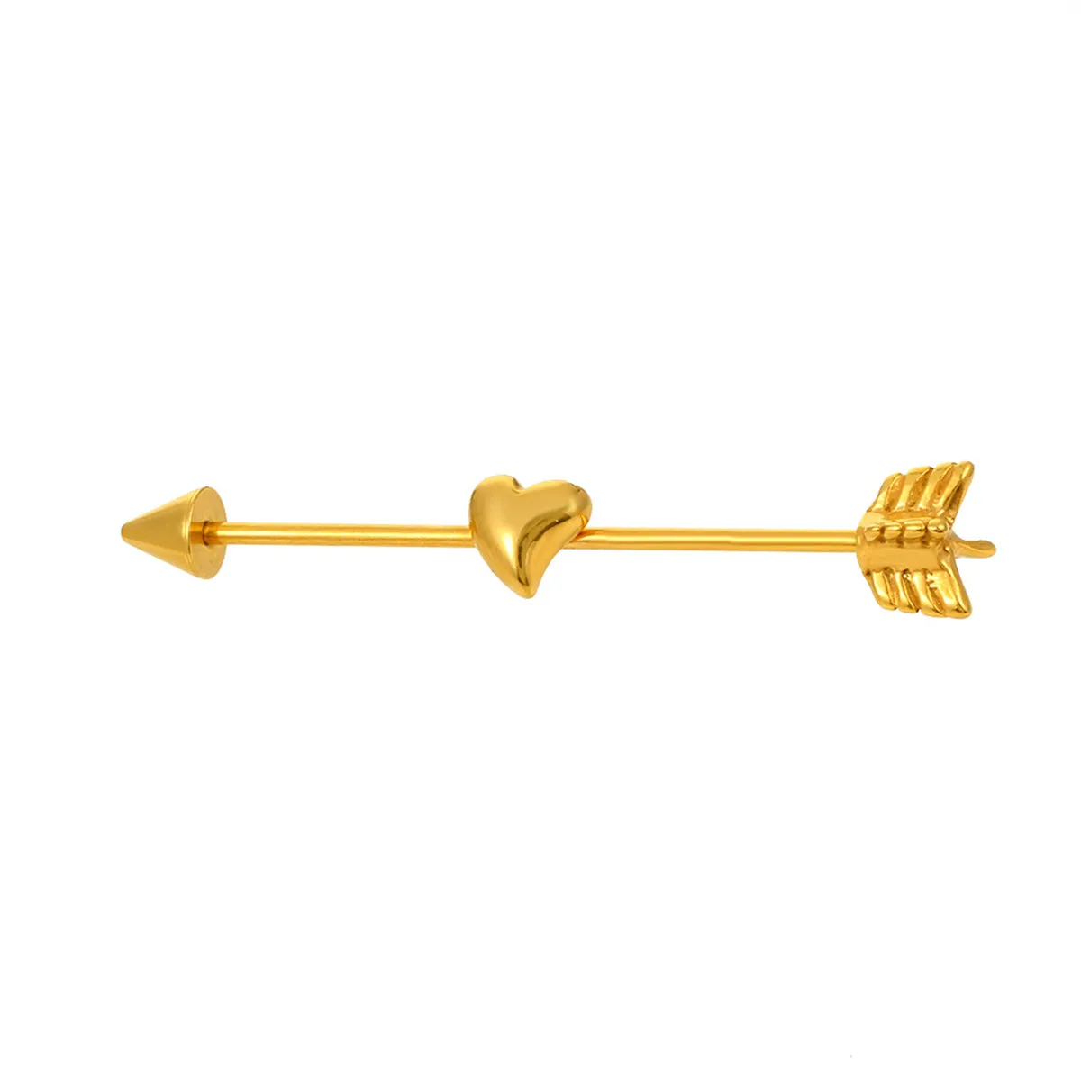 18K Gold-Plated Heart & Arrow Ear Cuff