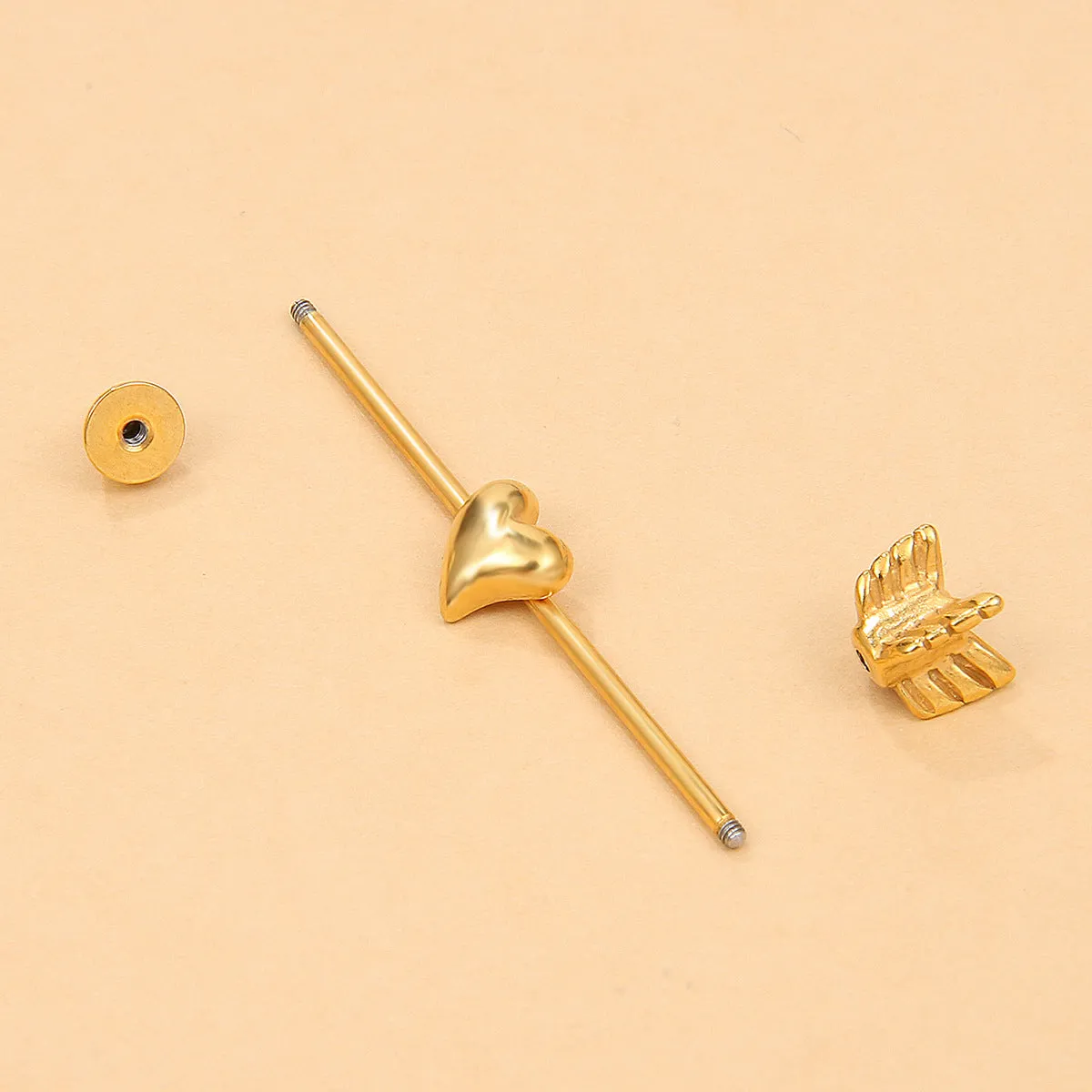 18K Gold-Plated Heart & Arrow Ear Cuff
