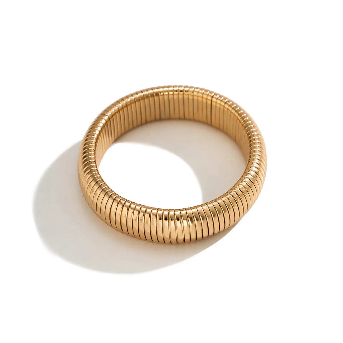 18K Gold-Plated Herringbone Bangle