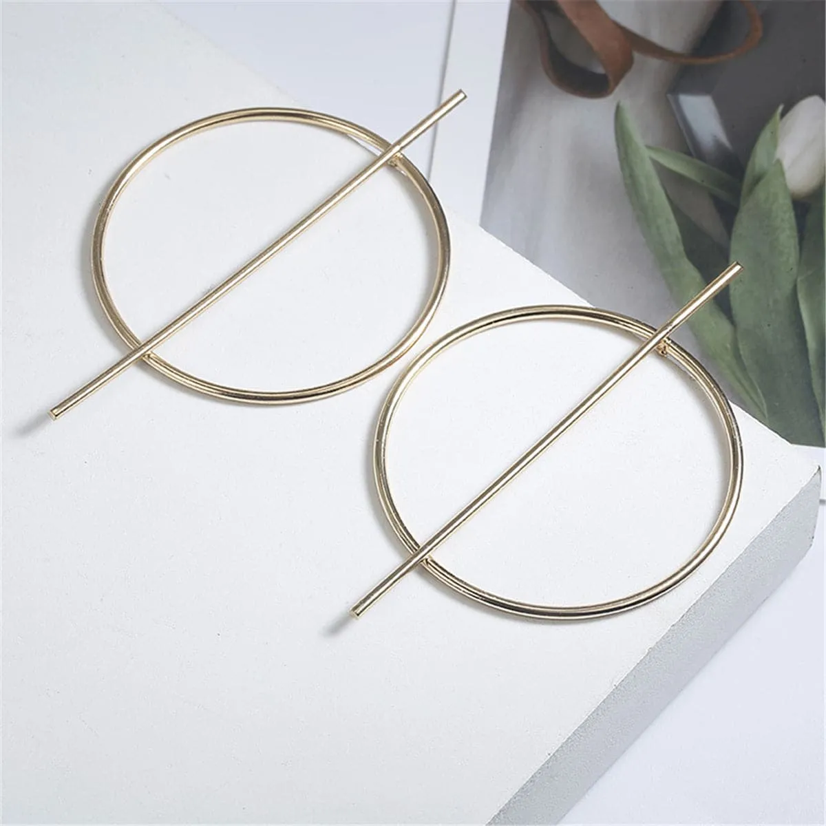 18K Gold-Plated Hoop & Bar Drop Earrings