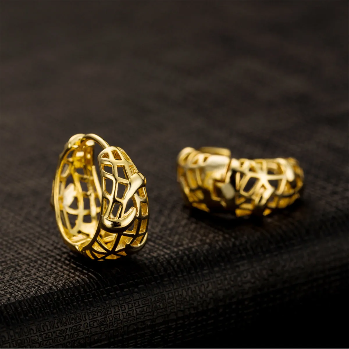 18K Gold-Plated Openwork Huggie Earrings