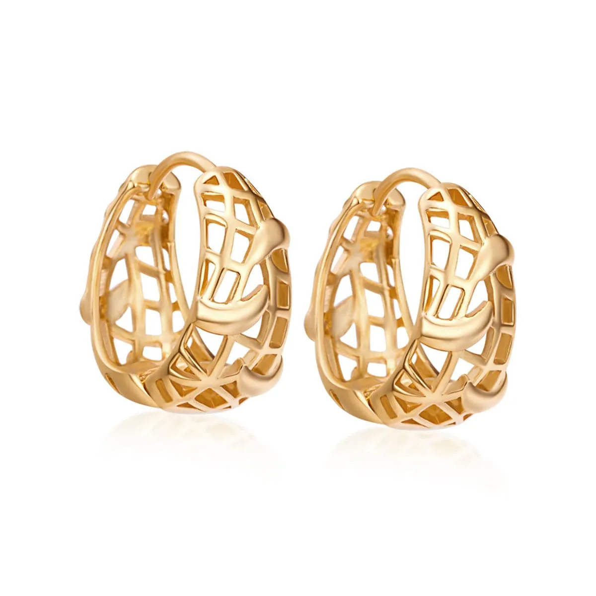 18K Gold-Plated Openwork Huggie Earrings