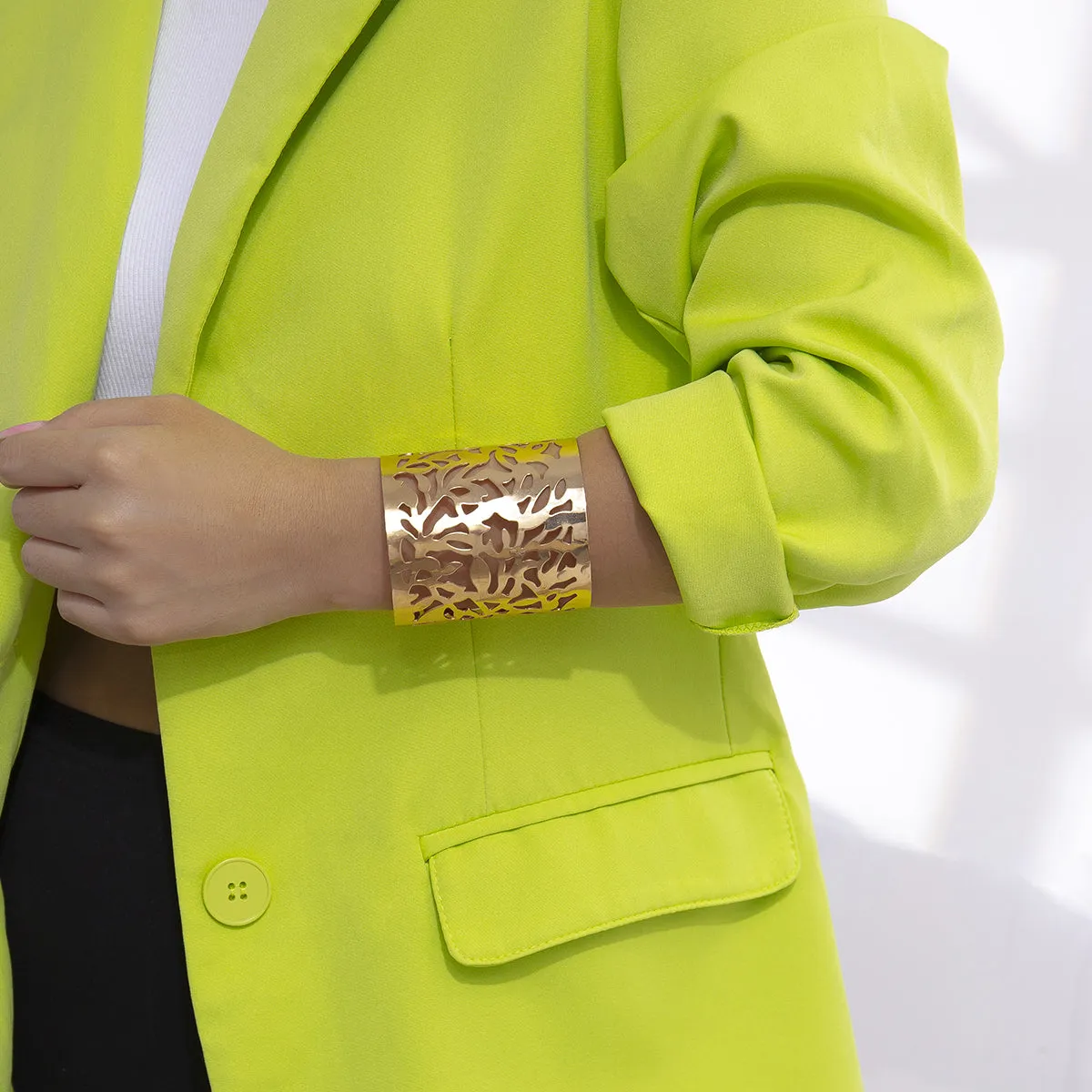 18K Gold-Plated Openwork Wrap Cuff