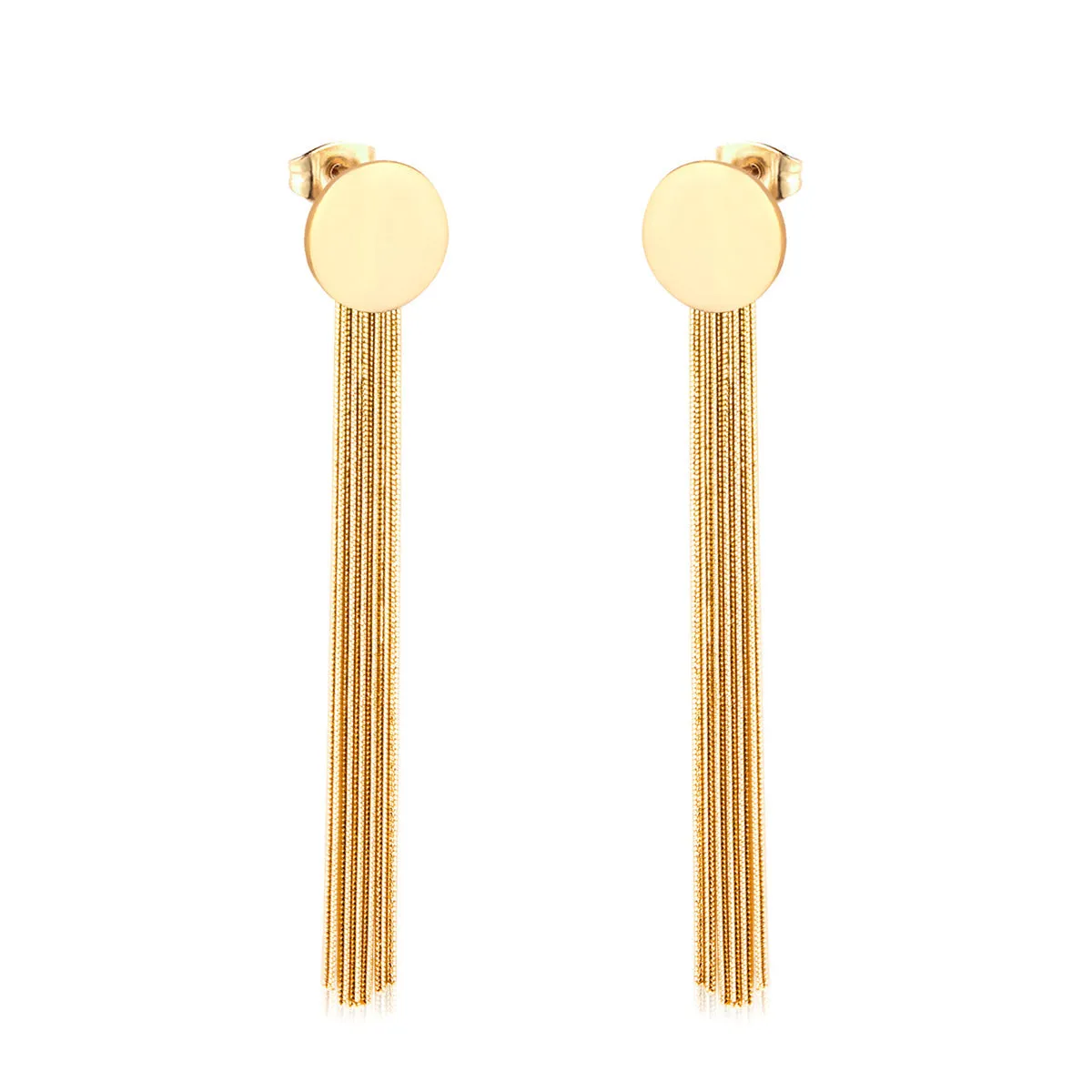 18K Gold-Plated Round Tassel Drop Earrings